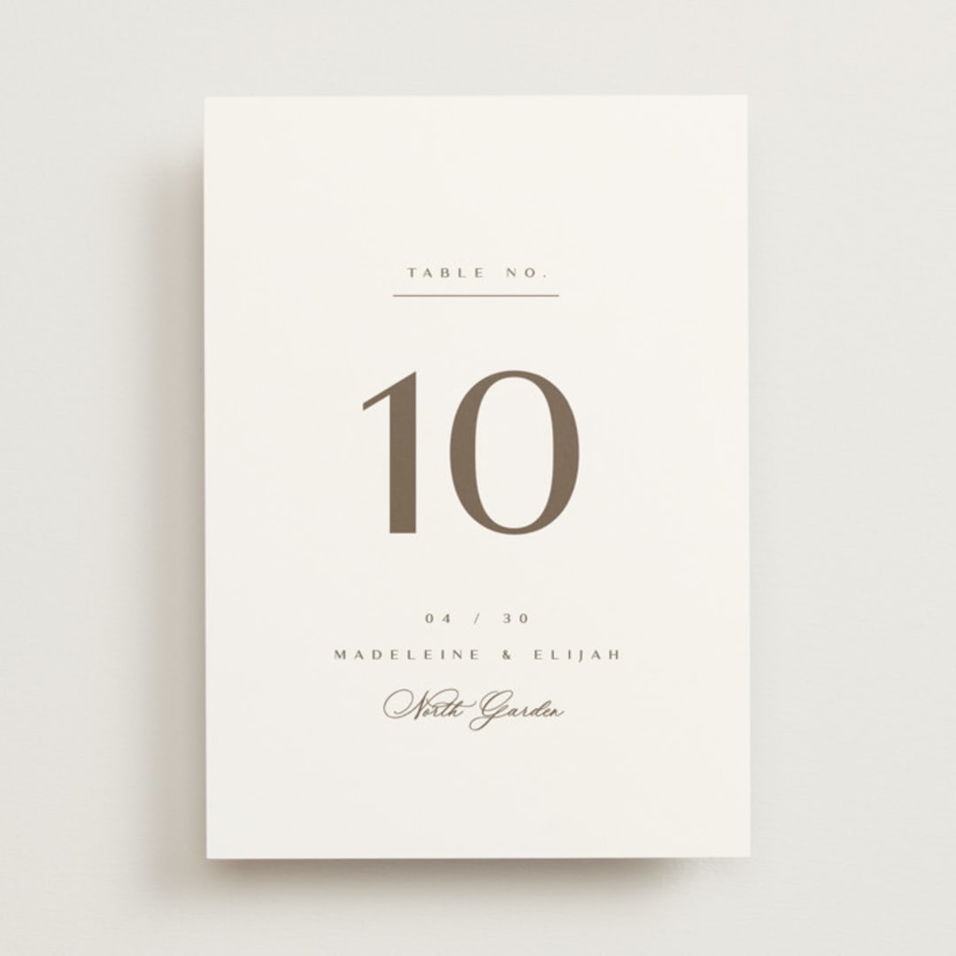 "Whimsy" - Table Numbers in Latte by Cara Scott - Front