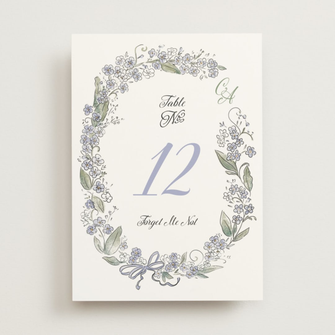 "Forget Me Nots" - Table Numbers in Violet by Jenna Holcomb - Front