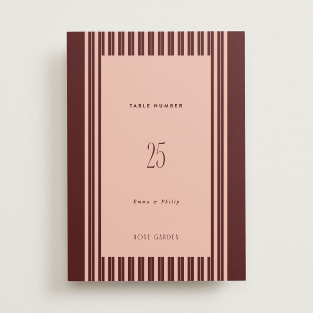"Museum" - Table Numbers in Burgundy by Nazia Hyder - Front
