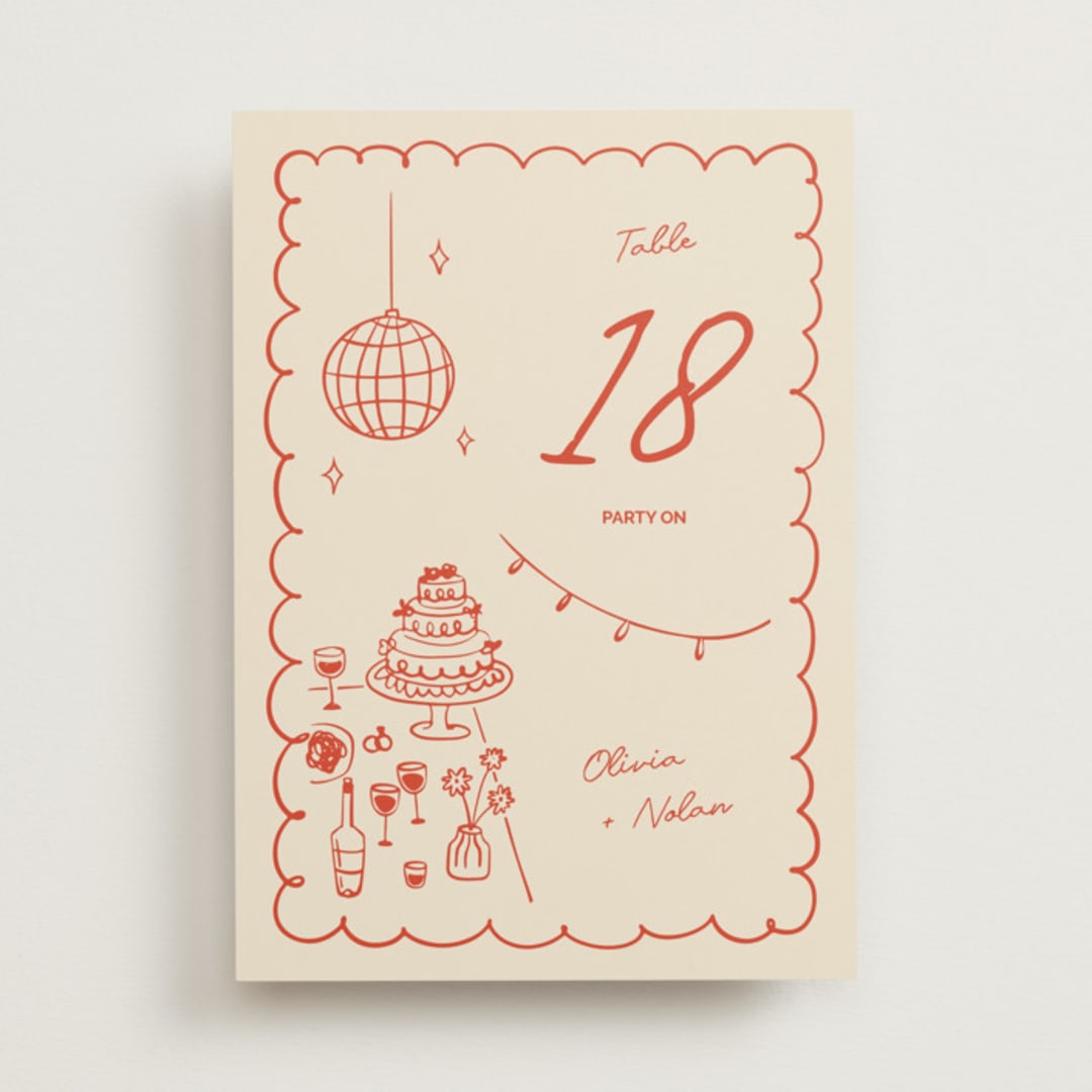 "Party On!" - Table Numbers in Sangria Spark by Zove Ahhh - Front