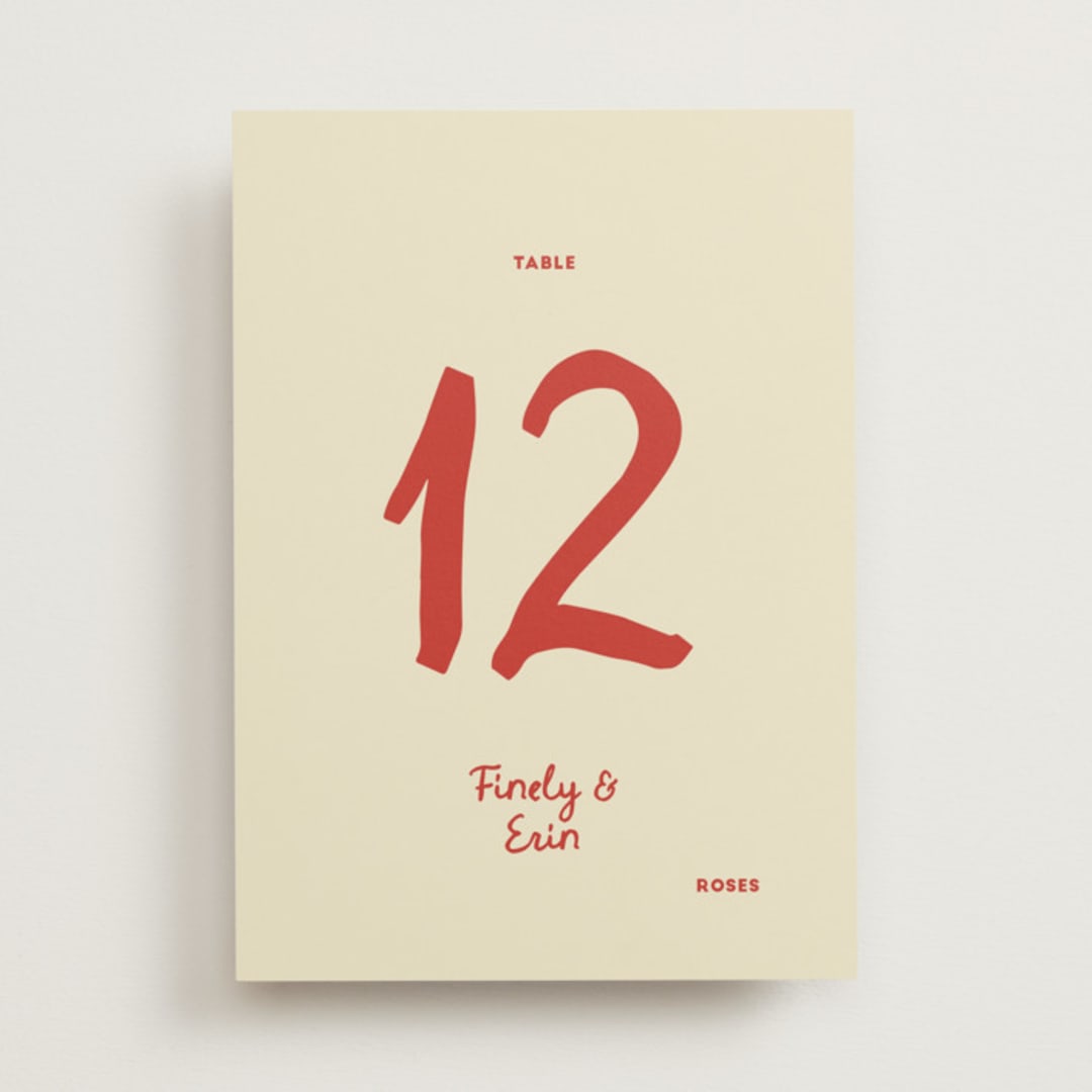 "Big Heart Wedding" - Table Numbers in Cherry by Ani Somi - Front