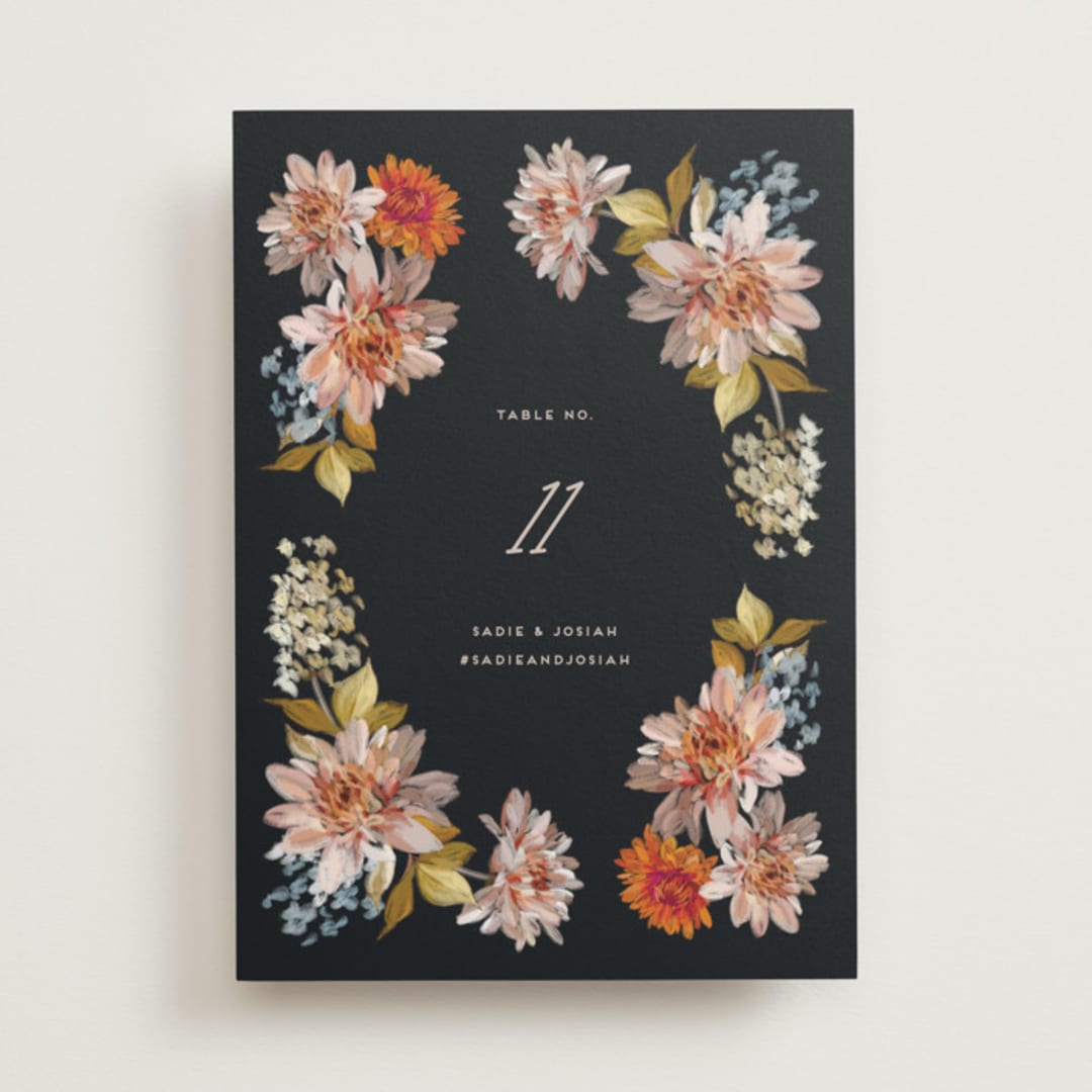 "Dahlia Season" - Table Numbers in Navy by Olivia Kanaley Inman - Front