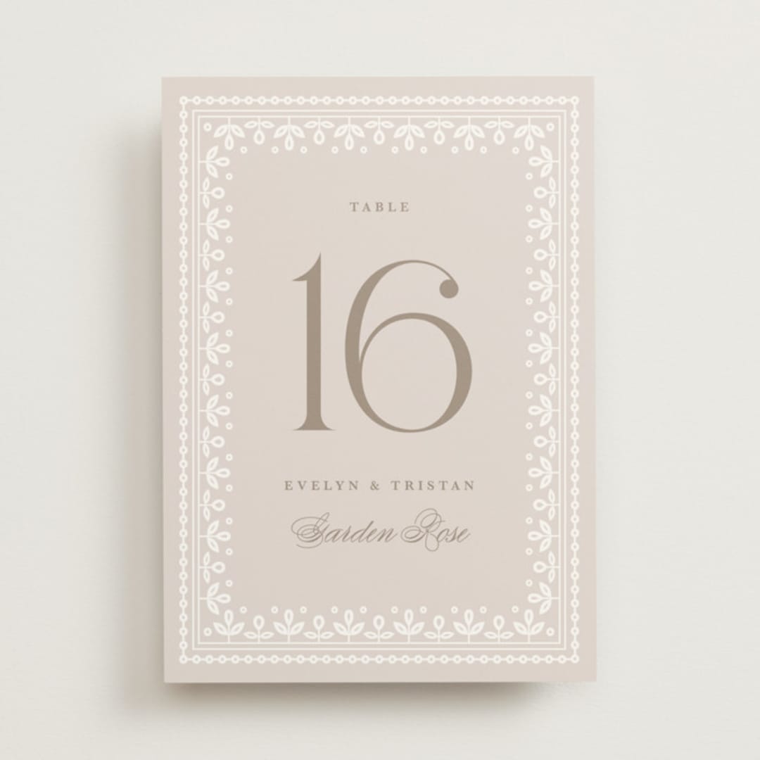 "Lace Trim" - Table Numbers in Cream by Kristen Smith - Front