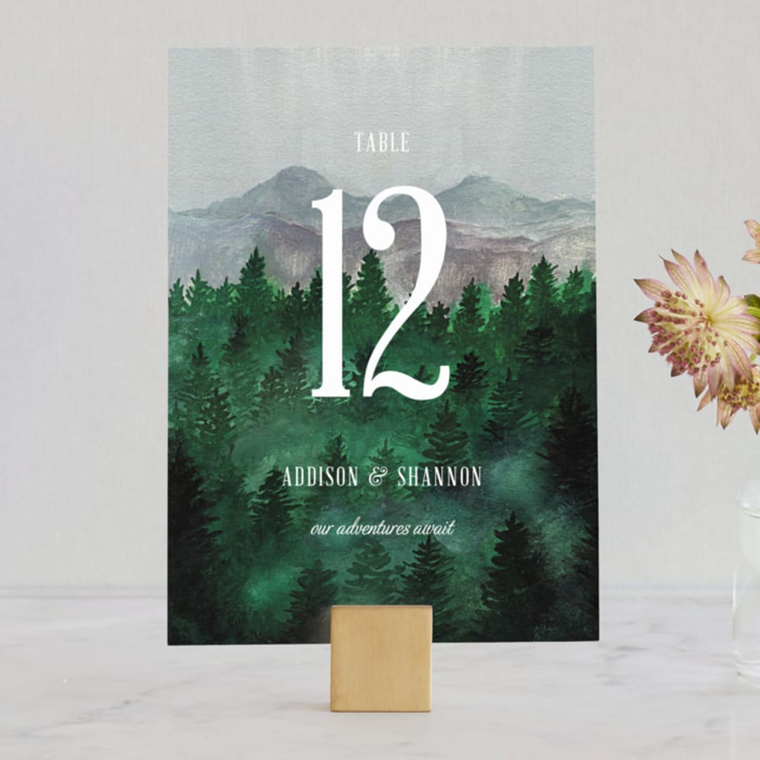 "Adventure Awaits" - Table Numbers in Smoke by Elly - Front