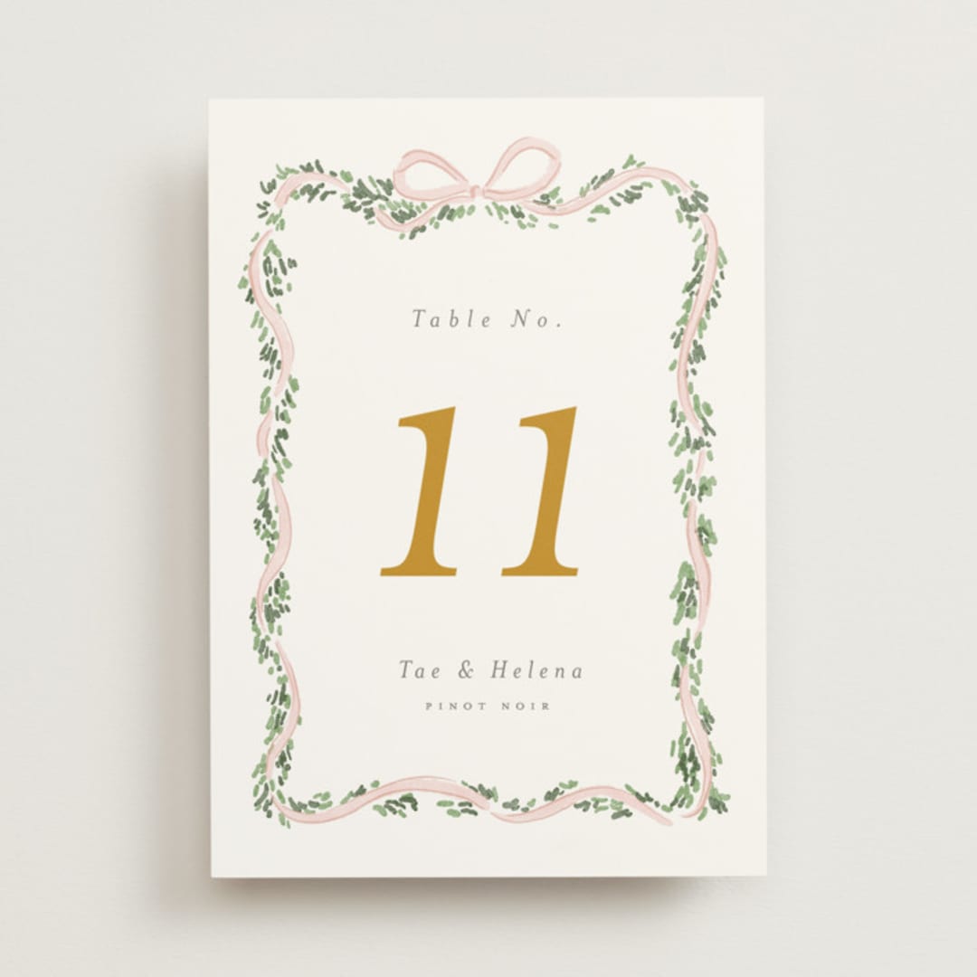 "Ribbonly Frame" - Table Numbers in Blush by Itsy Belle Studio - Front
