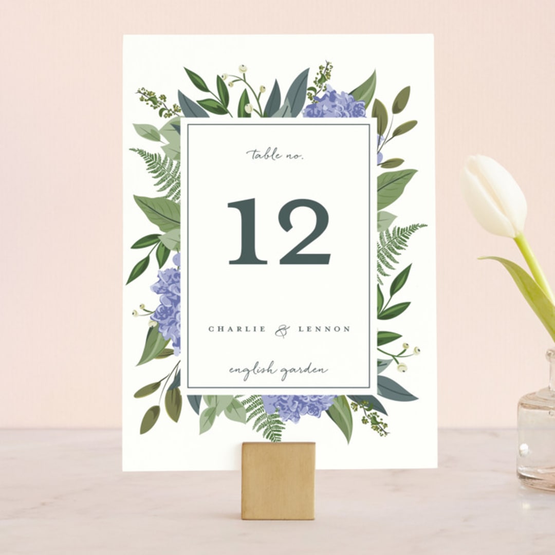 "Hydrangea Frame" - Table Numbers in Periwinkle by Susan Moyal - Front