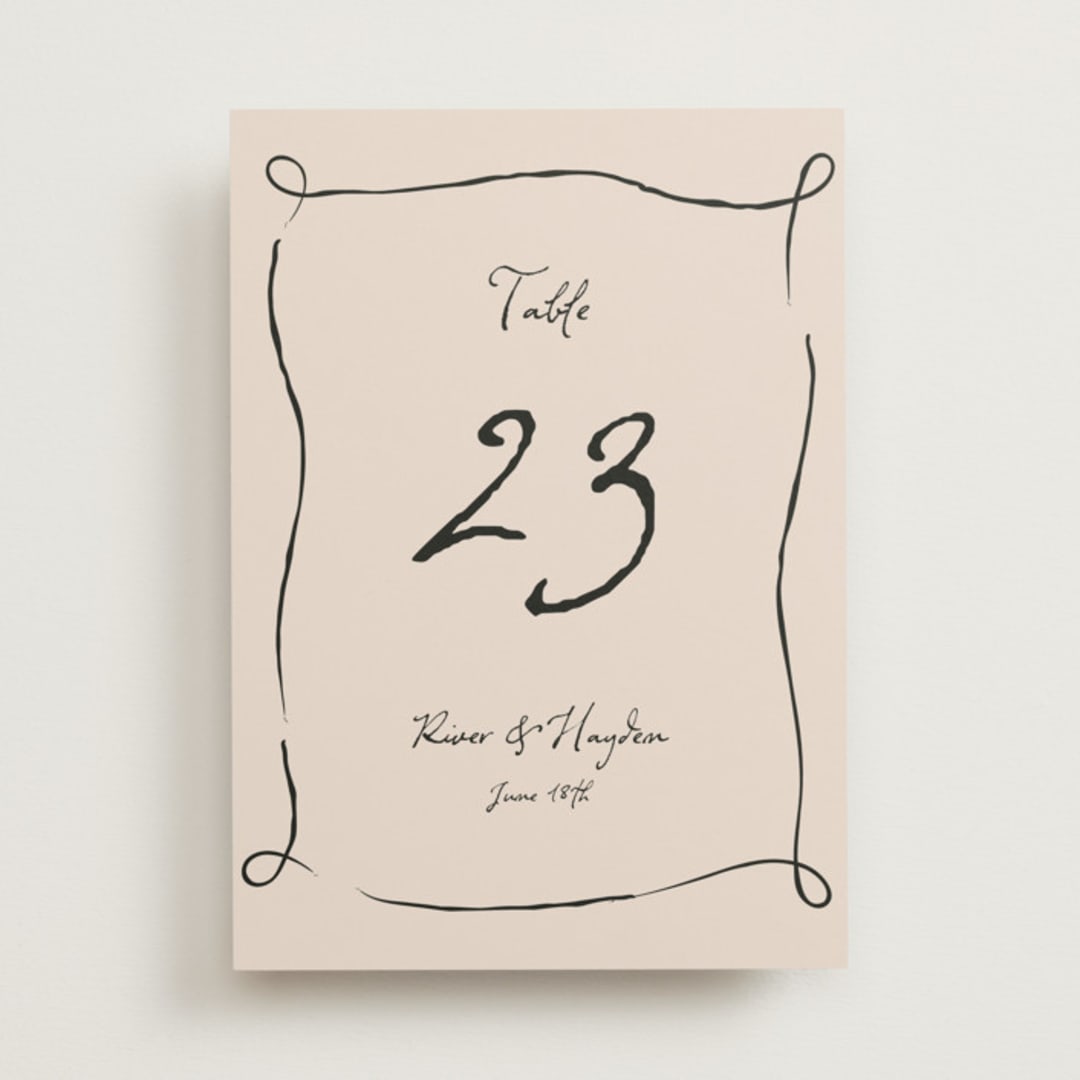 "tablescape drawing" - Table Numbers in Black Dahlia by Cass Loh - Front