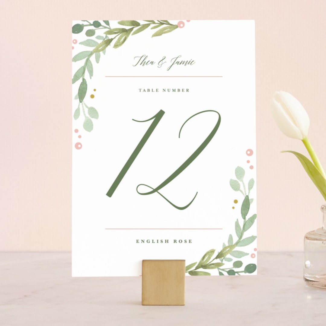 "Garden Glamour" - Table Numbers in Sage by Kristen Smith - Front