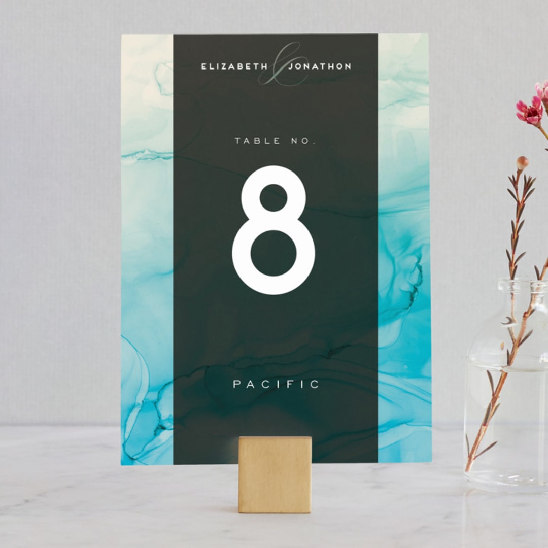 "Ombio" - Table Numbers in Aqua by GeekInk Design - Front