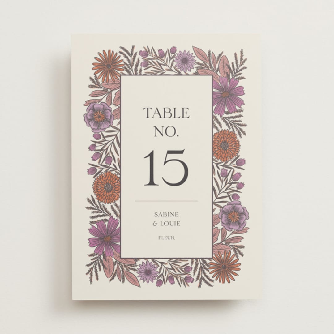 "Fleur" - Table Numbers in Sangria by Jen Owens - Front