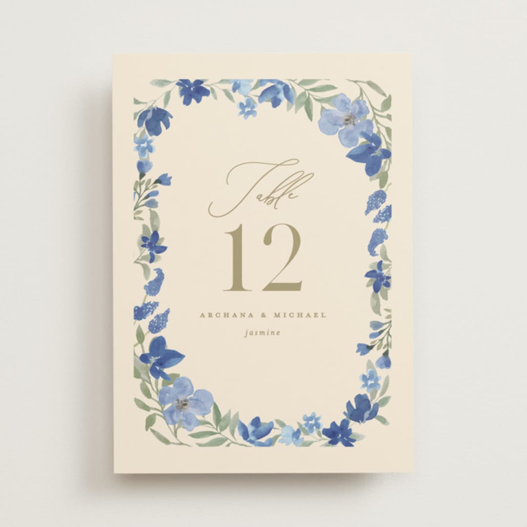 "Nilgiri" - Table Numbers in Blueberry by Creo Study - Front