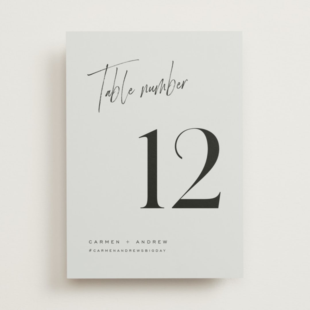 "Signature Script" - Table Numbers in Mint by Michelle Taylor - Front