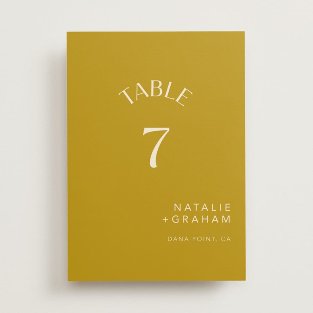 "Swoop" - Table Numbers in Marigold by Stacey Day - Front