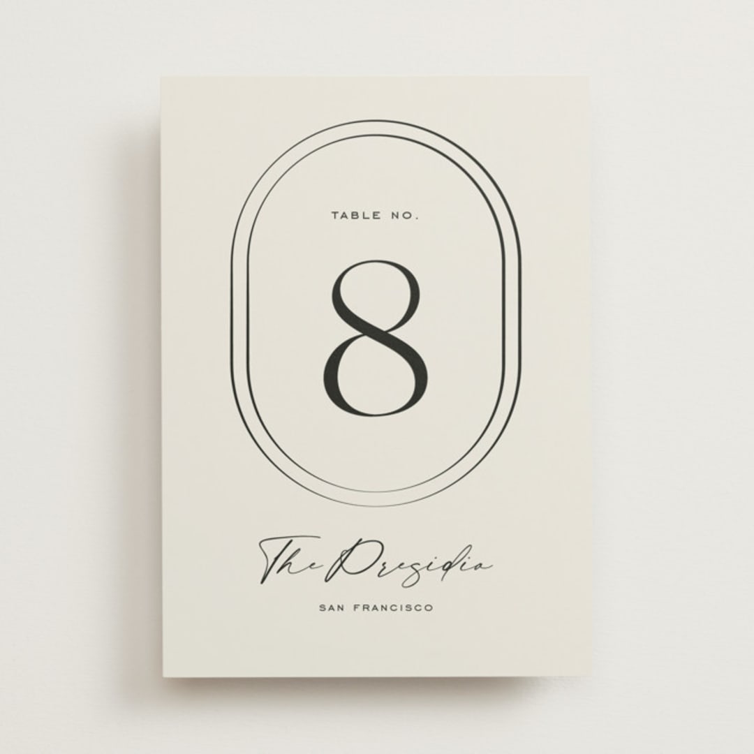 "Modern Monogram" - Table Numbers in Latte by Jackie Crawford - Front