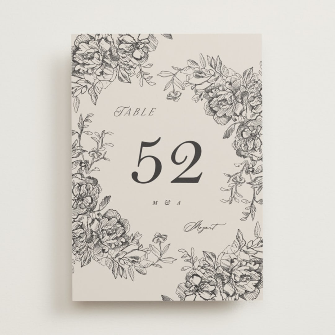 "etched floral" - Table Numbers in Stone by Phrosné Barwood - Front