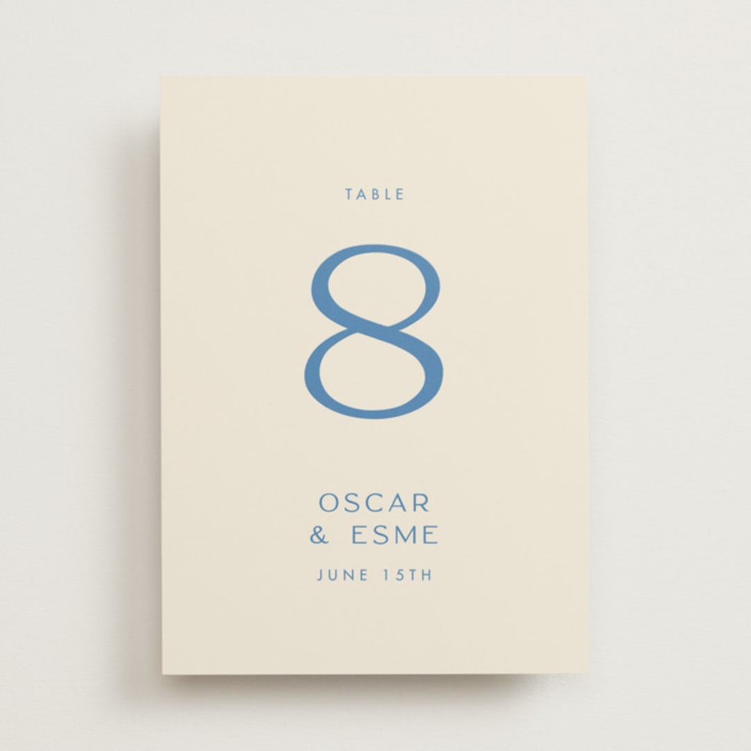 "Brooklyn" - Table Numbers in Cerulean by Ellen Schlegelmilch - Front
