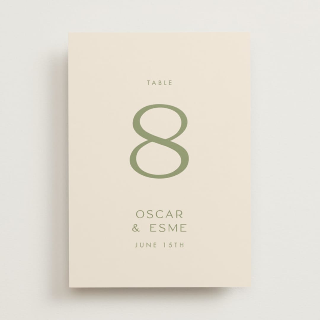 "Brooklyn" - Table Numbers in Sage by Ellen Schlegelmilch - Front
