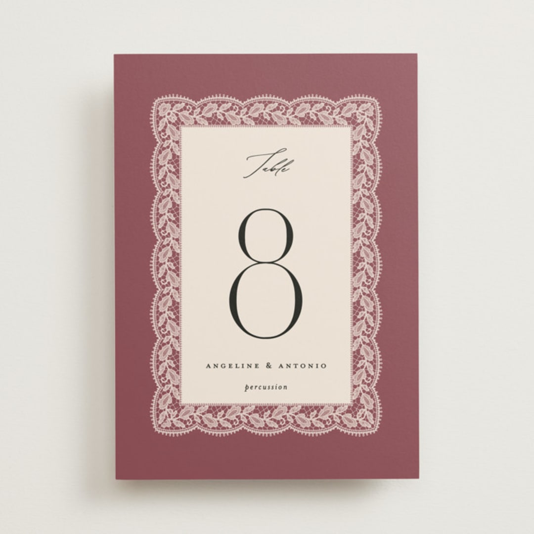 "Chantilly" - Table Numbers in Mauve by Erica Krystek - Front