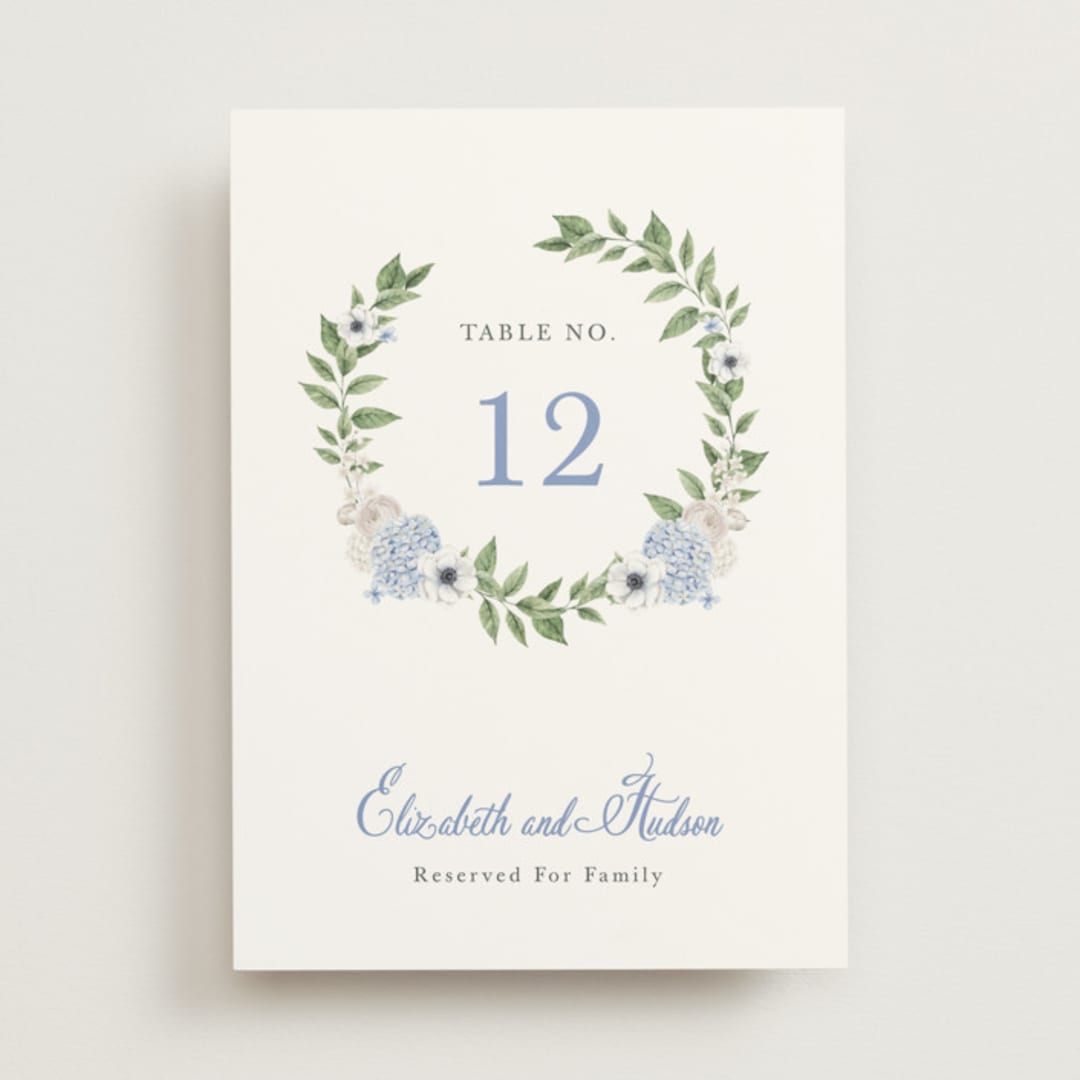 "SweetHearts" - Table Numbers in Periwinkle by Design Lotus - Front