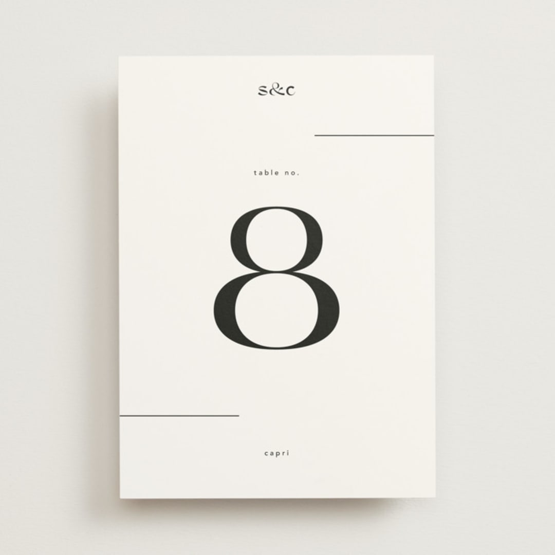 "Marcona" - Table Numbers in Ink by Blustery August - Front