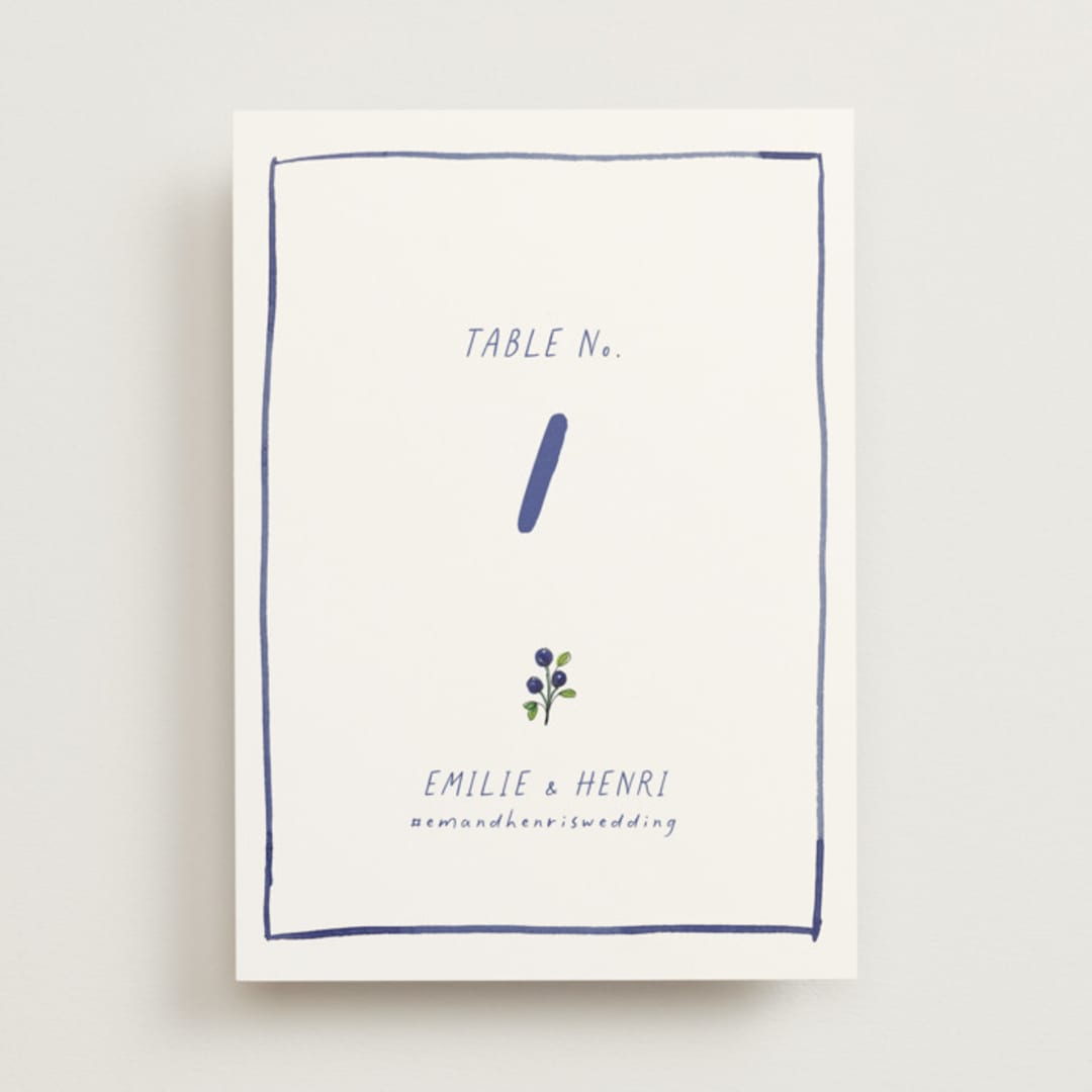 "Blue Bells" - Table Numbers in Cornflower by Mere Paper - Front