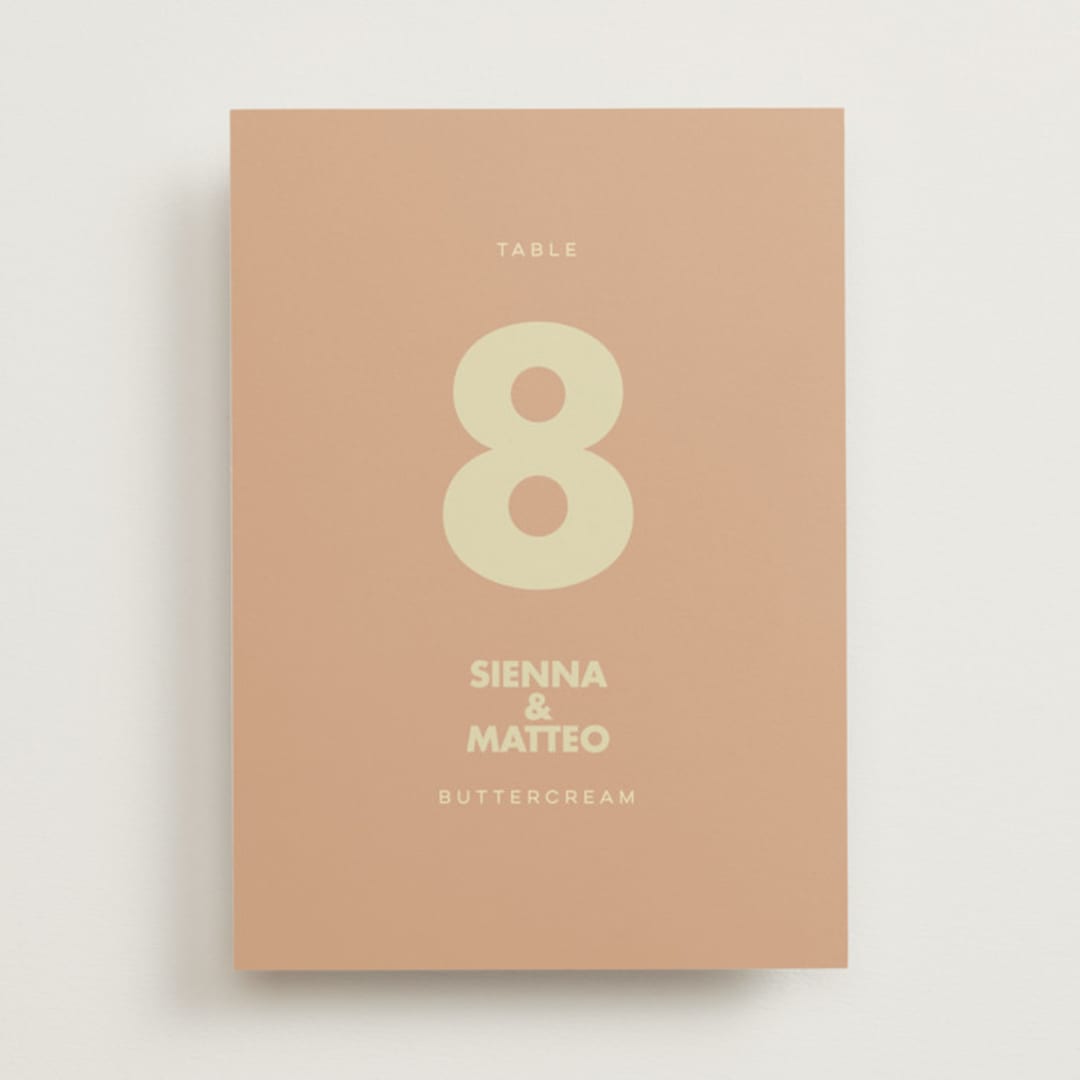 "Sienna" - Table Numbers in Salmon by Ellen Schlegelmilch - Front