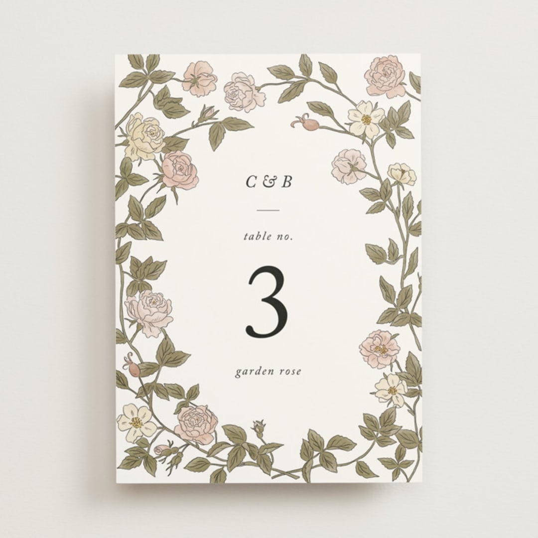 "Vintage Roses" - Table Numbers in Snow by Tara Grangroth - Front