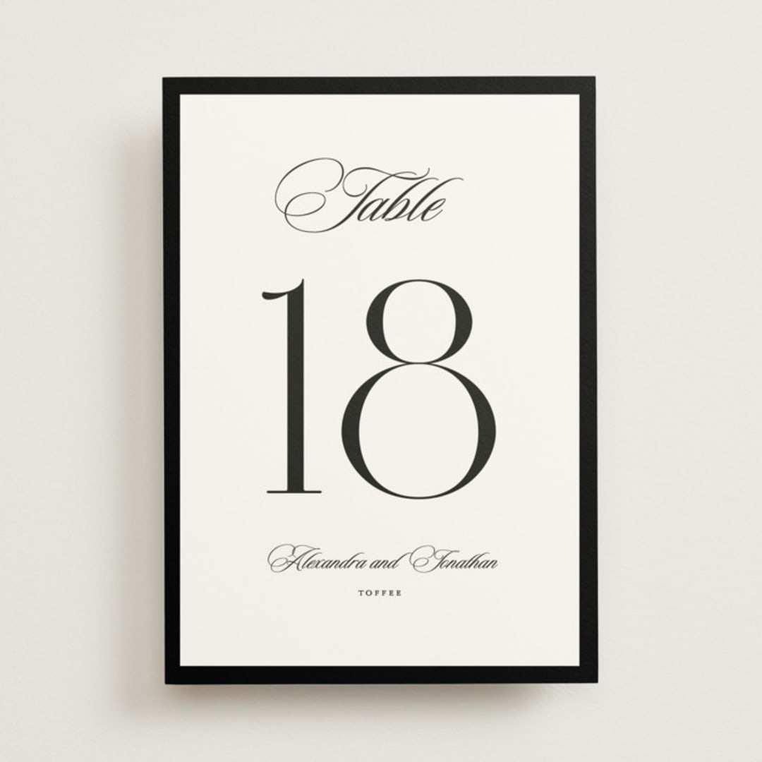 "Black Tie" - Table Numbers in Ink by That Girl Press - Front