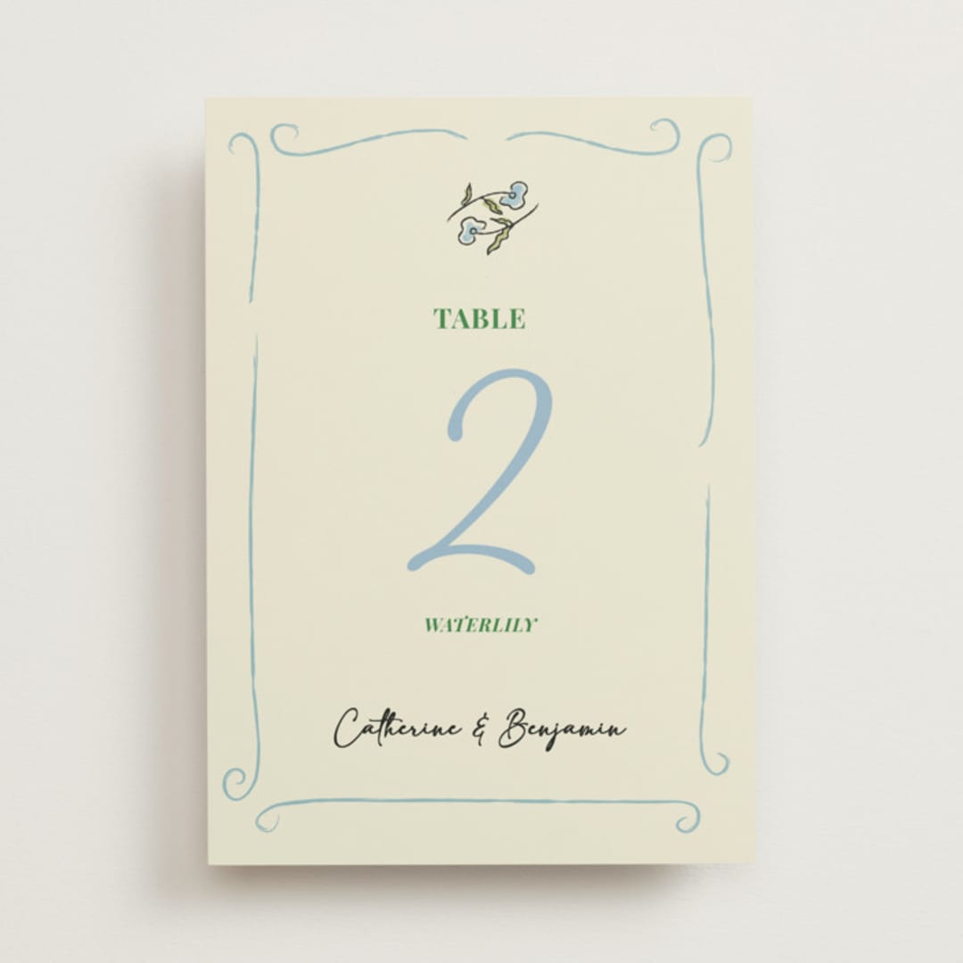"The Pairfect" - Table Numbers in Waterlily by Helena Vitto - Front