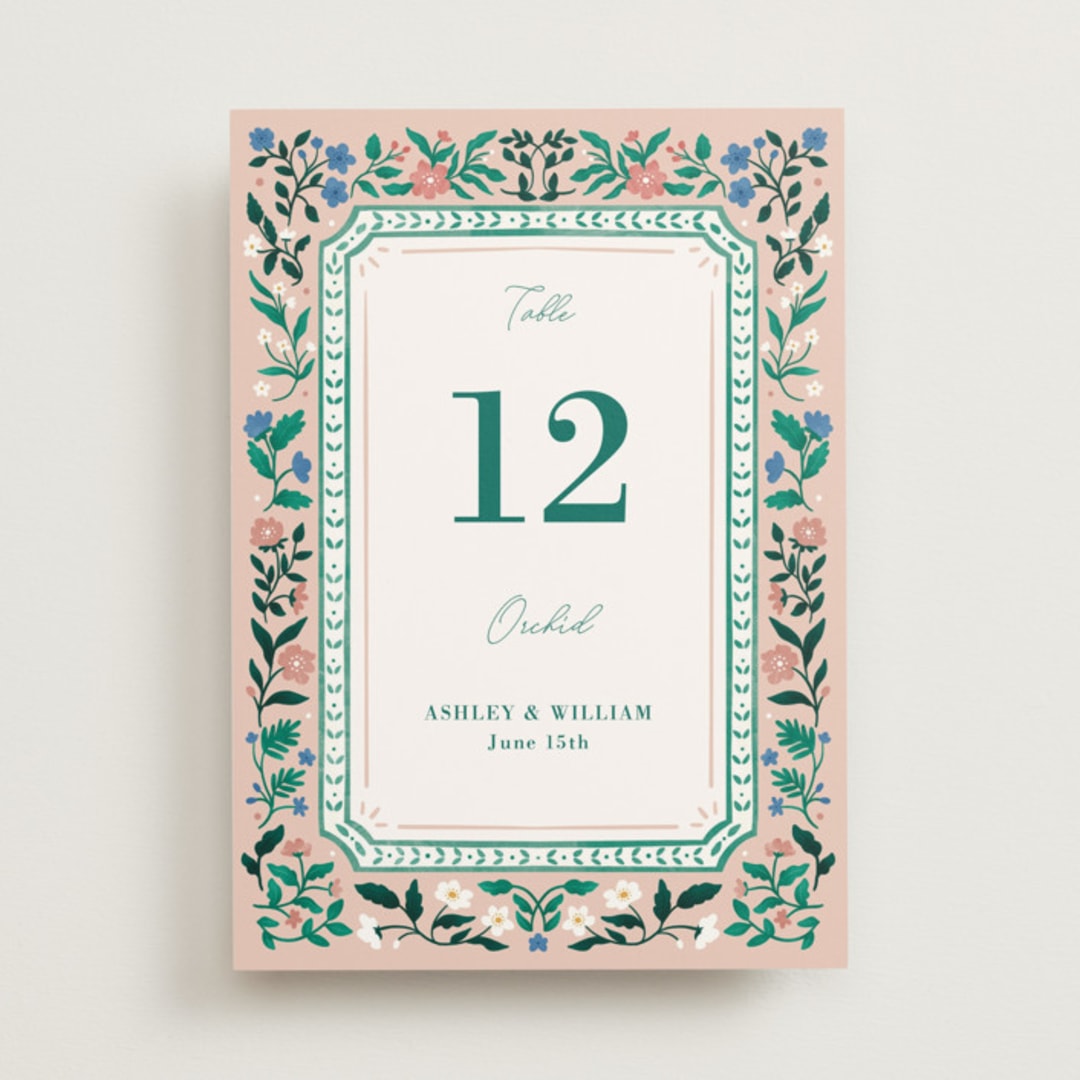 "Le Jardin" - Table Numbers in Petal by Elly - Front
