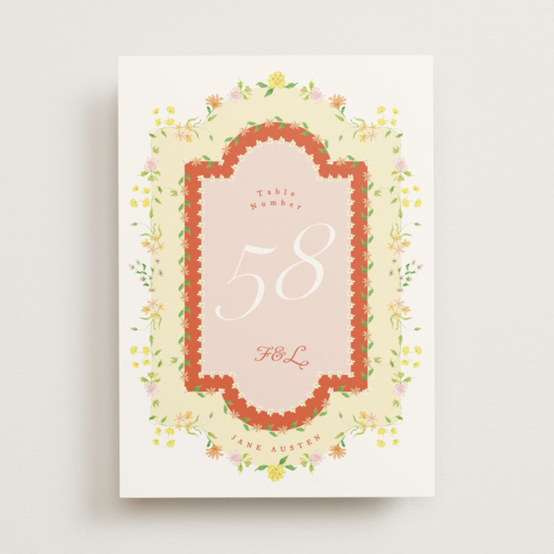 "Verona Sunrise Pergula" - Table Numbers in Sunset by Phrosné Barwood - Front