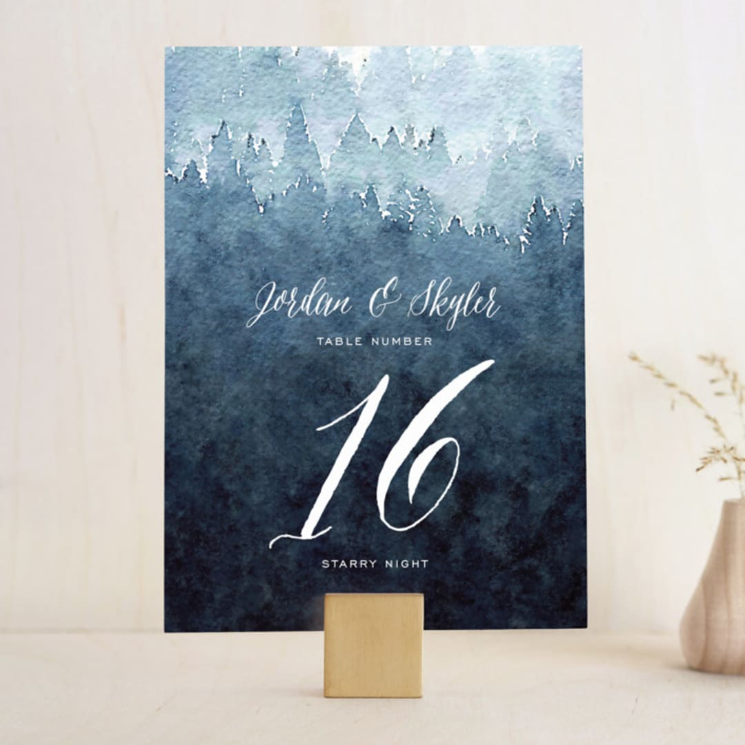 "Mountain Retreat" - Table Numbers in Evening Sky by Design Lotus - Front