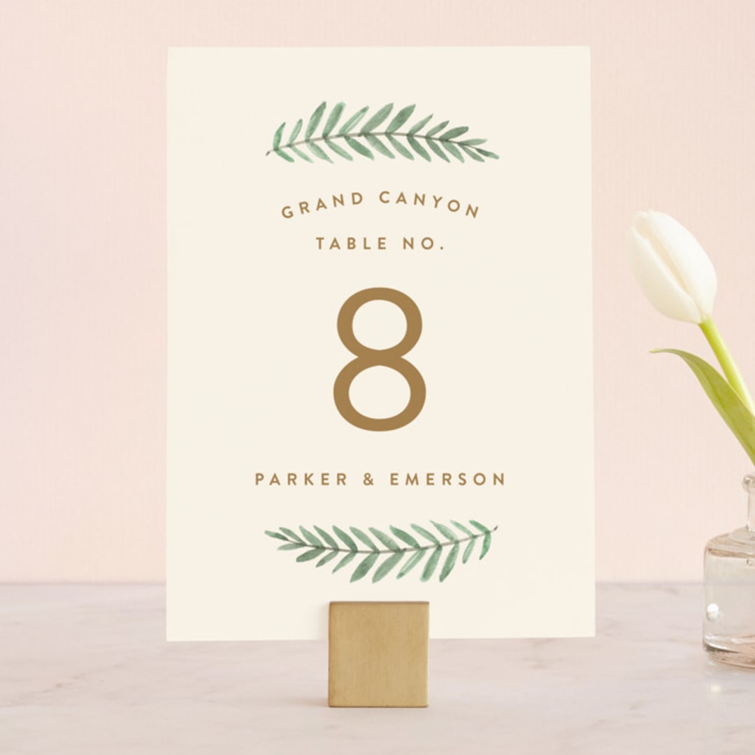 "Painted Ferns" - Table Numbers in Cream by Amy Kross - Front