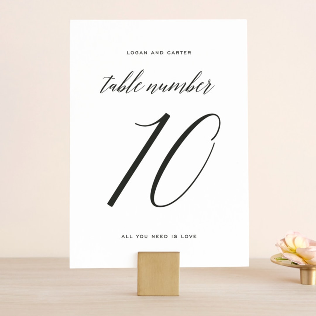 "Someone Like You" - Table Numbers in Tuxedo by Design Lotus - Front