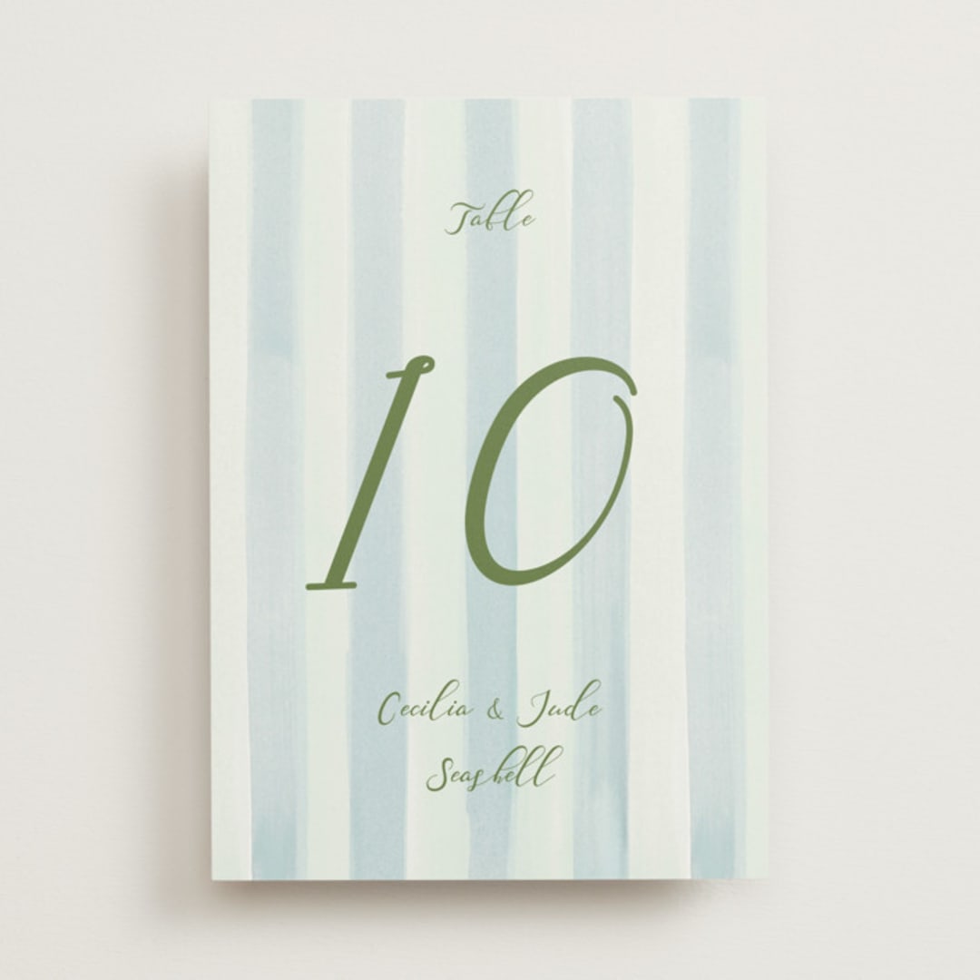 "Alento" - Table Numbers in Celeste by Pati Cascino - Front