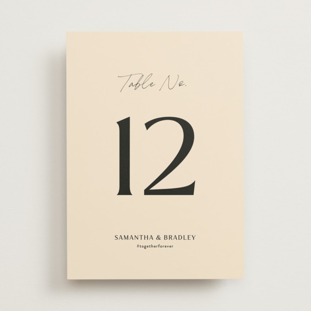 "French Whimsy Script" - Table Numbers in Champagne by Wallace Design Co. - Front