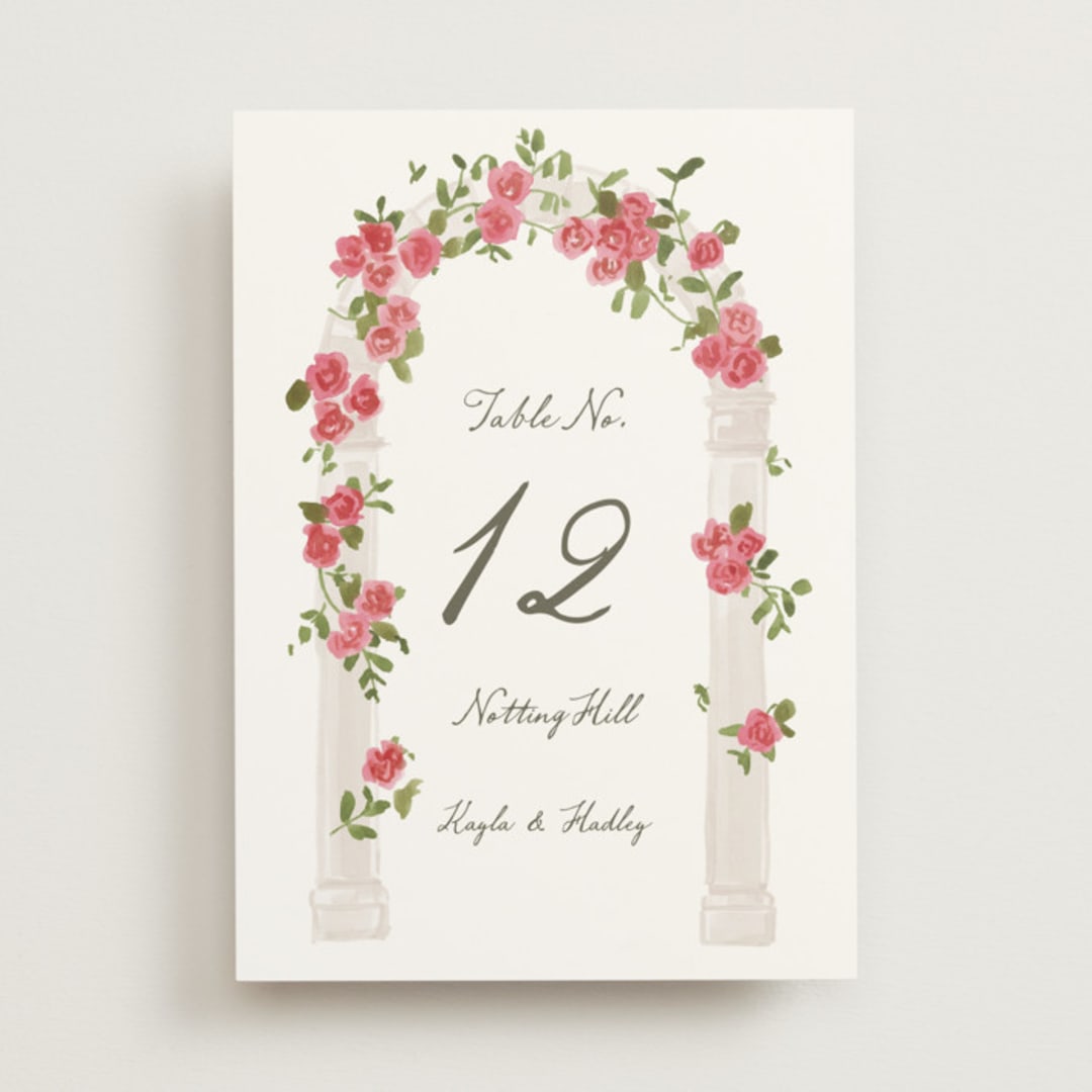 "Villa" - Table Numbers in Azalea by Everett Paper Goods - Front
