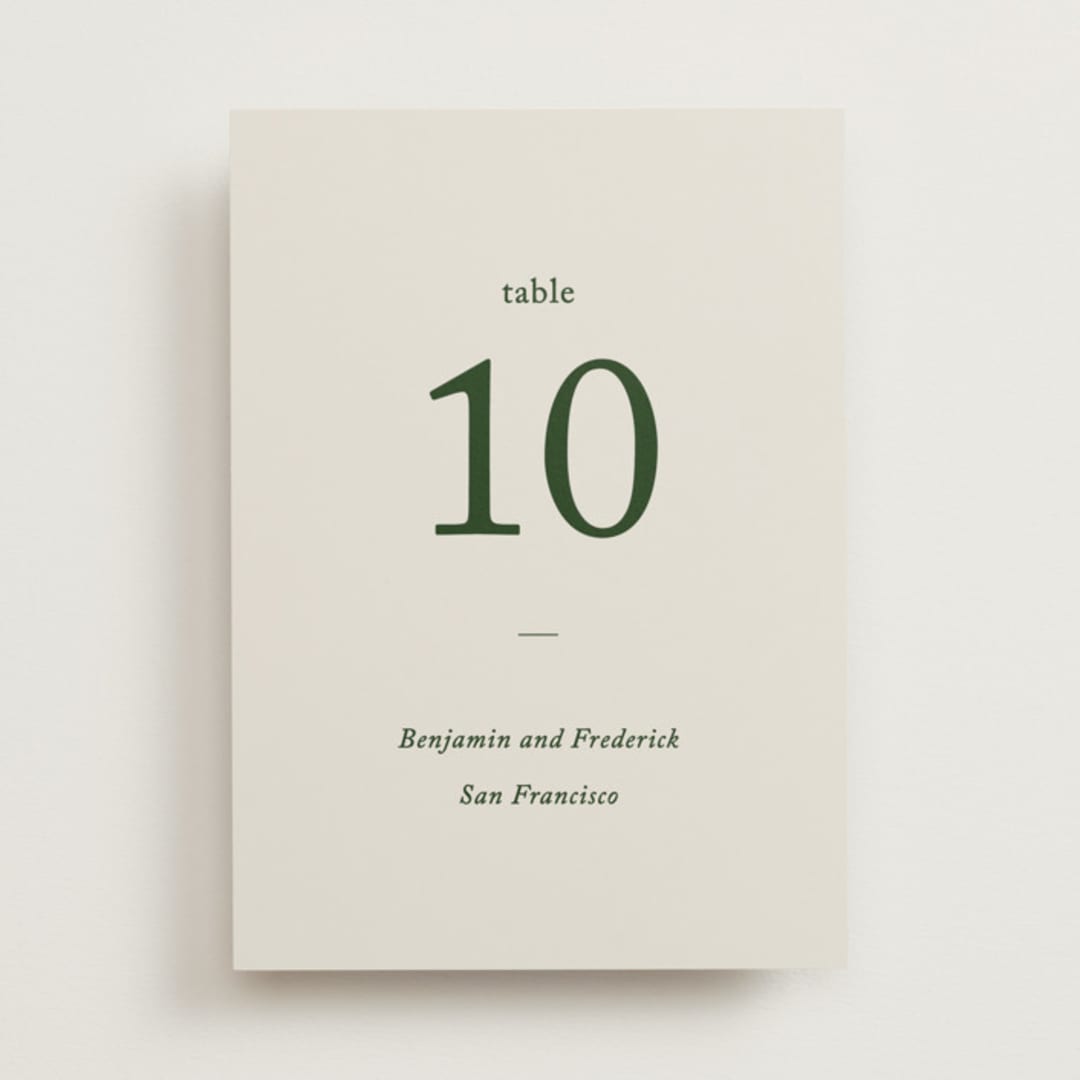 "Editorial" - Table Numbers in Forest by Bethan - Front