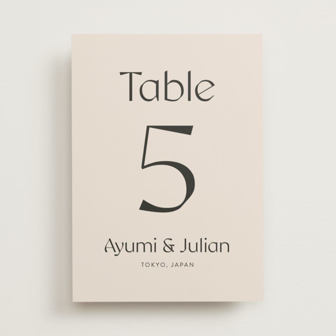 "Ayumi" - Table Numbers in Ivory by Melanie Kosuge - Front