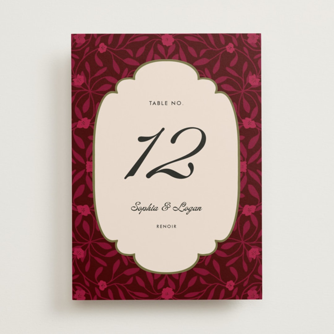 "Victorian Chic" - Table Numbers in Garnet by Morgan Kendall - Front