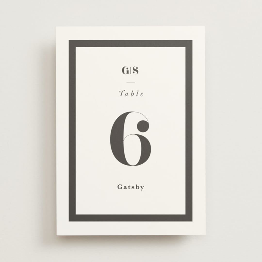"monogram square" - Table Numbers in Charcoal by Lori Wemple - Front