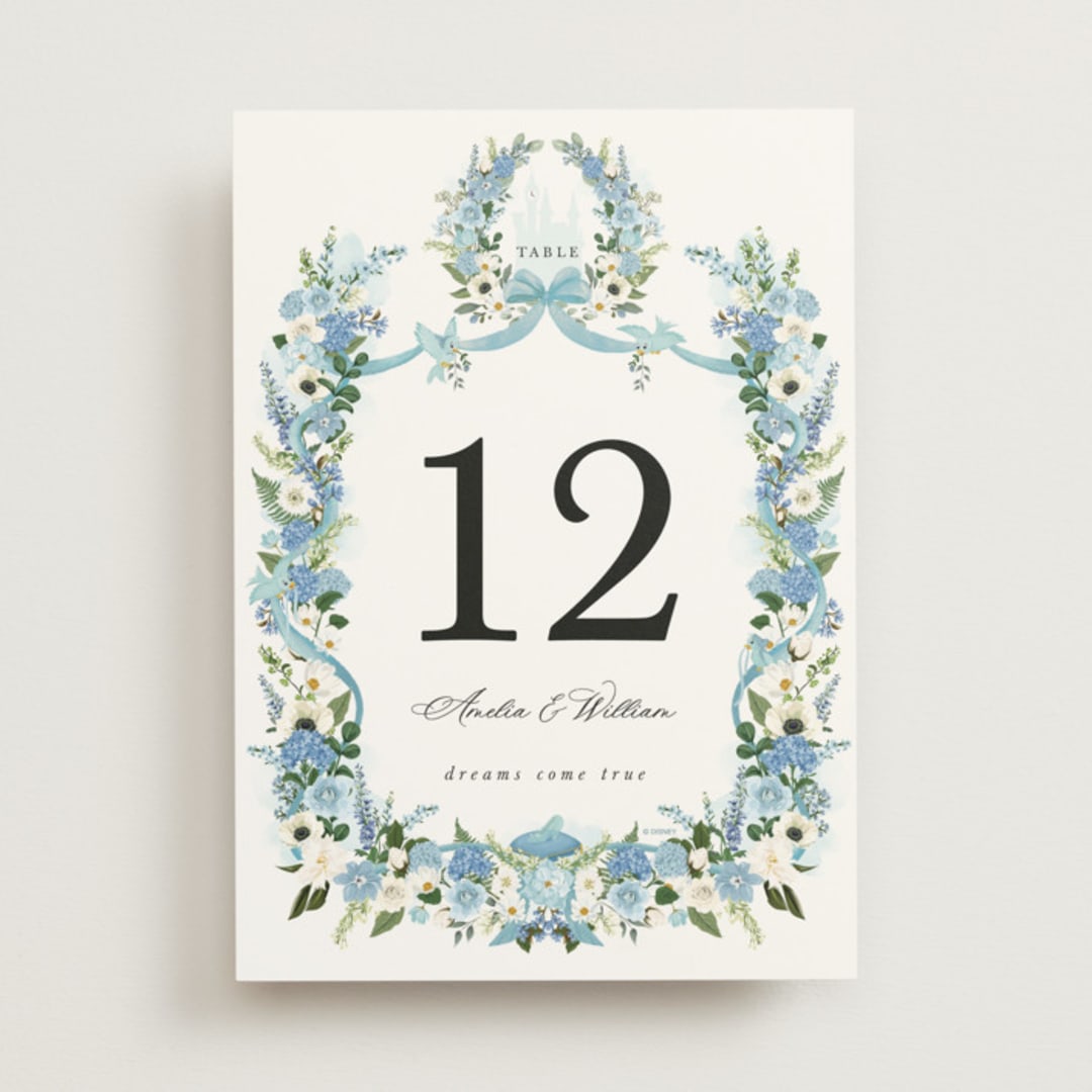 "Disney's Cinderella Fairytale" - Table Numbers in Bluebell by Susan Moyal - Front