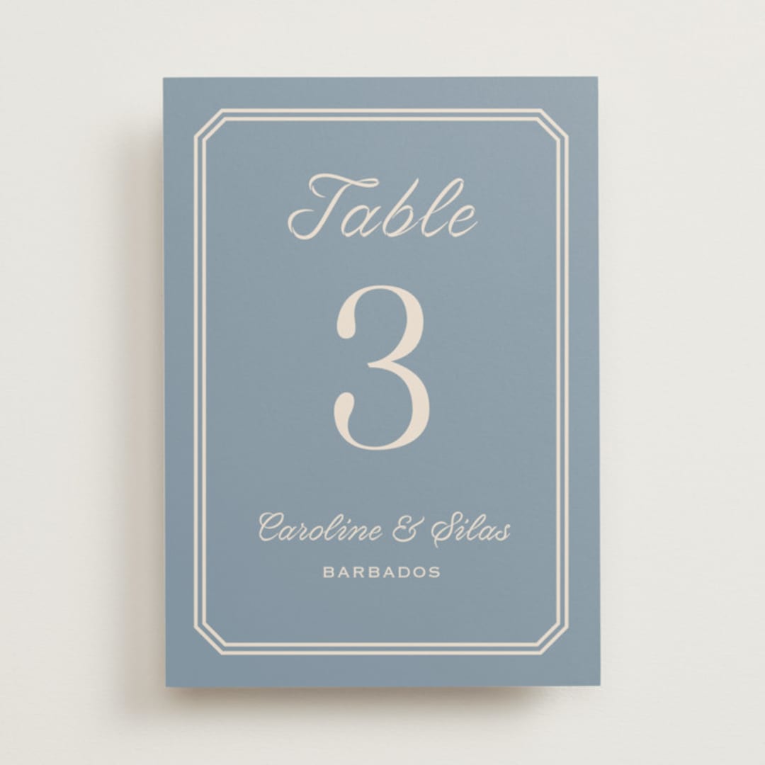 "Bevel Monogram" - Table Numbers in French Blue by Carolyn MacLaren - Front