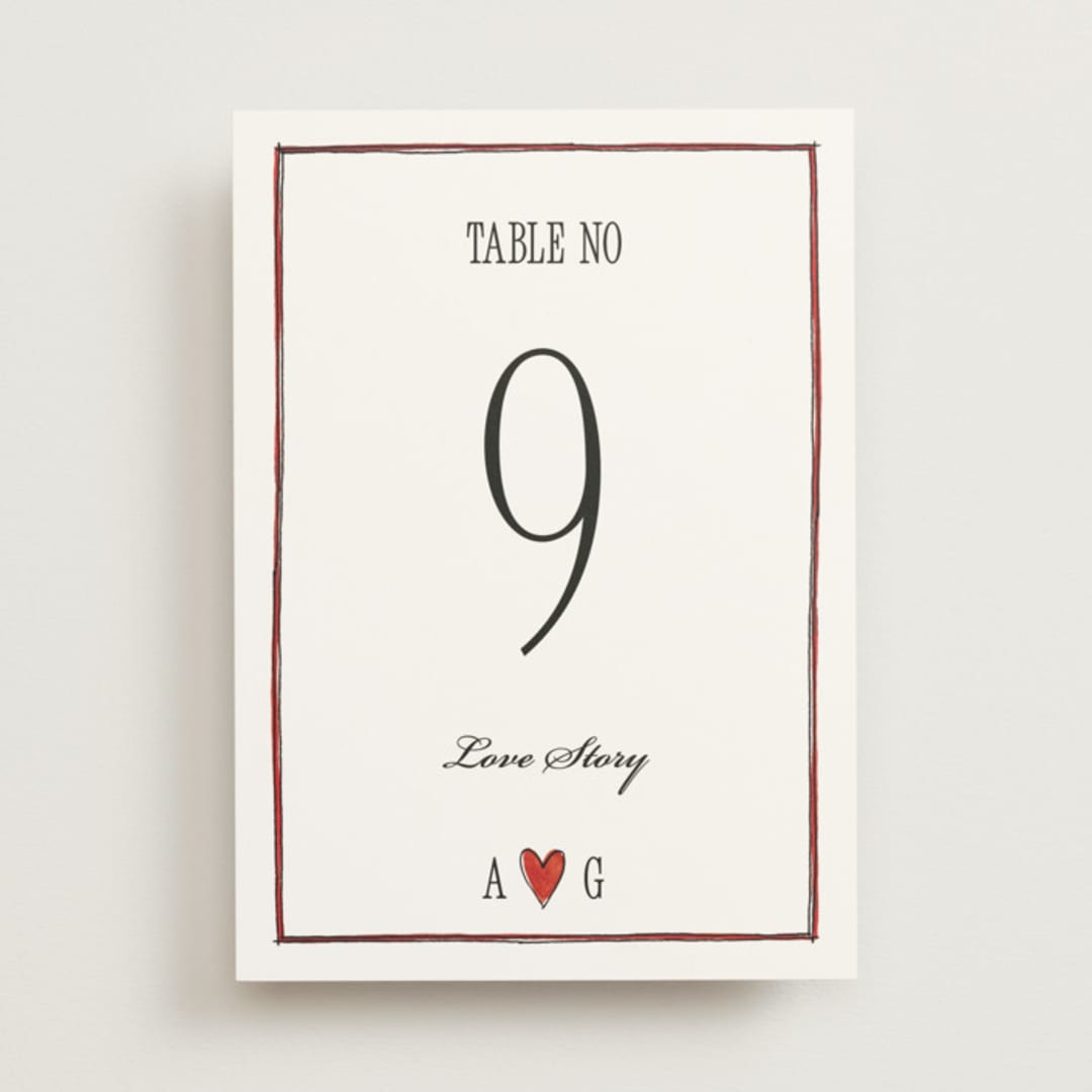 "Two Hearts" - Table Numbers in Lily by Pati Cascino - Front