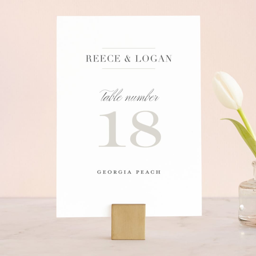 "Classical" - Table Numbers in Taupe by Jessica Williams - Front