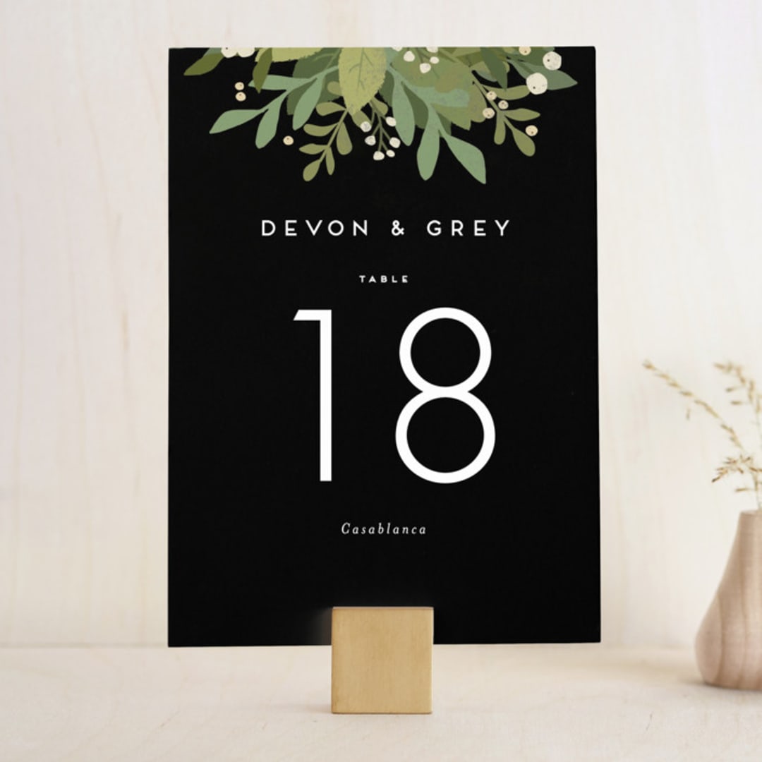 "Laurel of Greens" - Table Numbers in Midnight by Jennifer Wick - Front