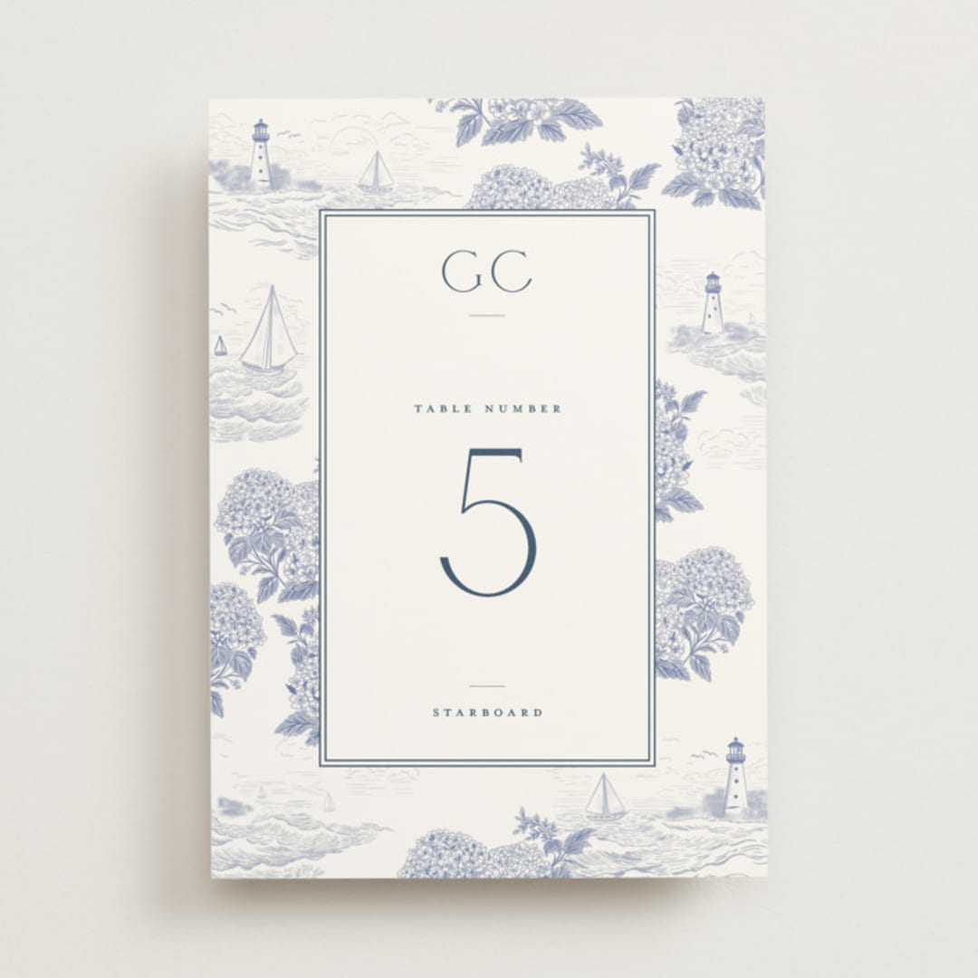 "Coastal Toile" - Table Numbers in Periwinkle by Jenna Holcomb - Front