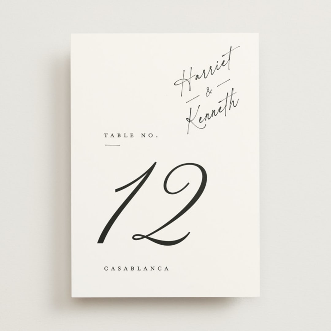 "Scripted Elegance" - Table Numbers in Linen by Ana de Sousa - Front