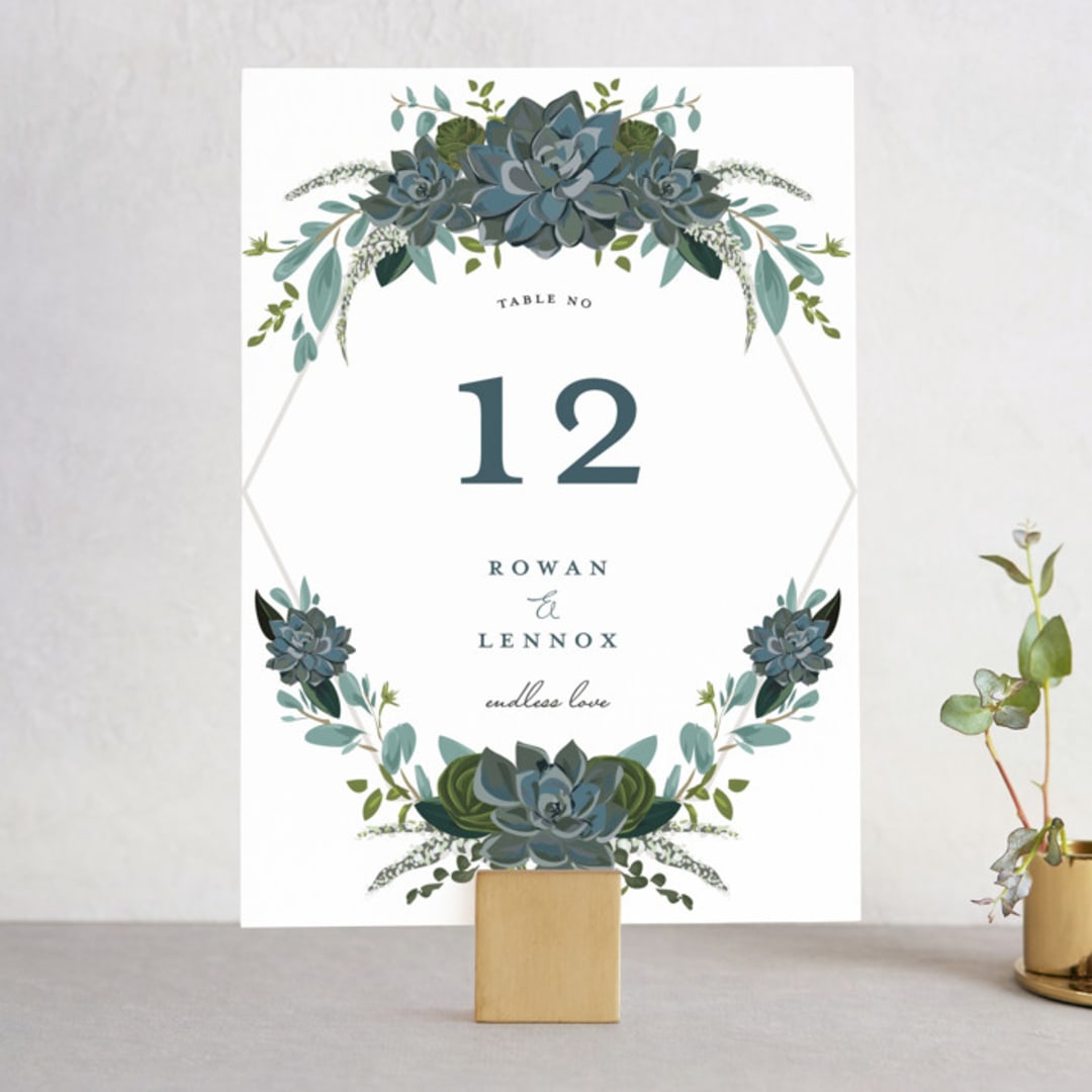 "Echeveria" - Table Numbers in Prussian Blue by Susan Moyal - Front