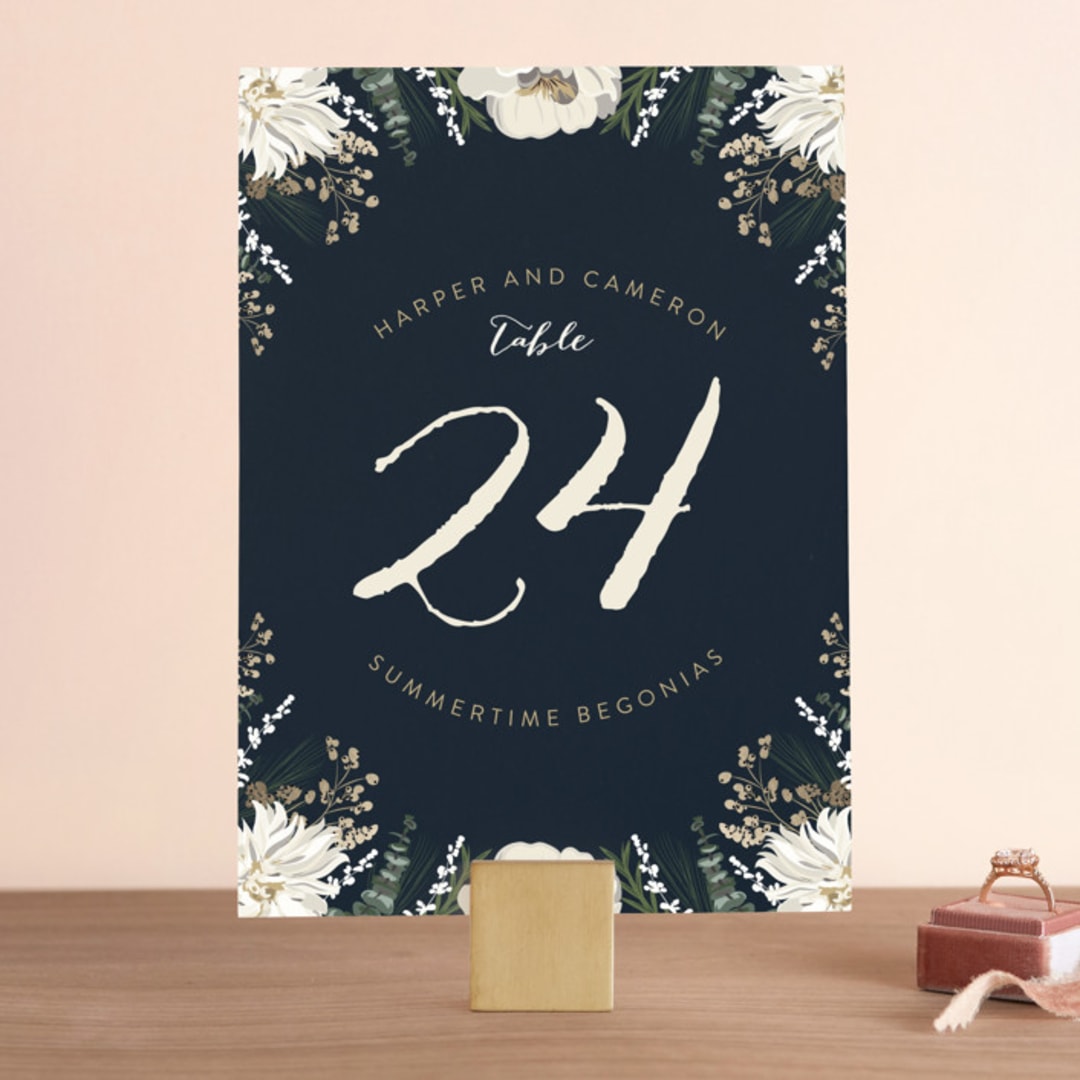 "Peonies & Berries" - Table Numbers in Winter White by Susan Moyal - Front